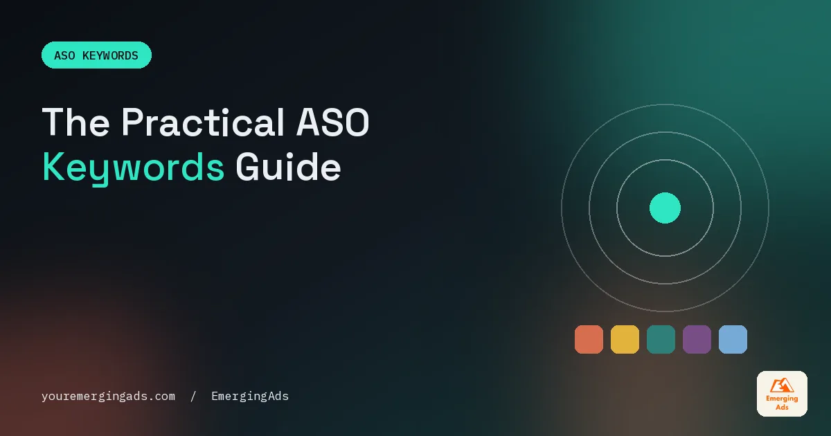 ASO keywords guide cover showing app store search keyword research for client apps