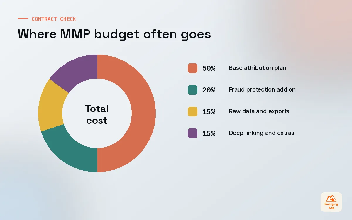 Donut chart showing how total MMP cost can split between base plan and add ons
